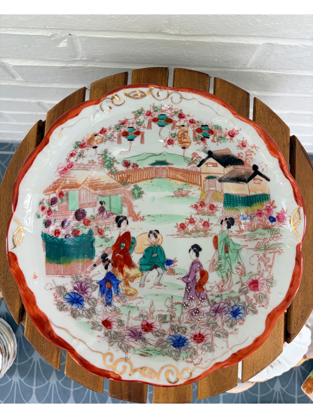 Vintage Chinese Porcelain Scenic Decorative Plate - Multicolor